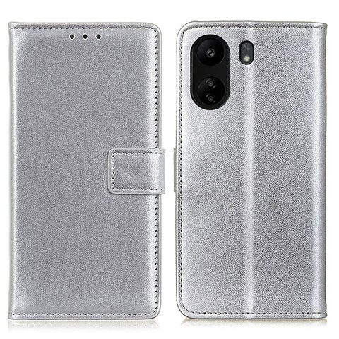 Handytasche Stand Schutzhülle Flip Leder Hülle A08D für Xiaomi Redmi 13C Silber