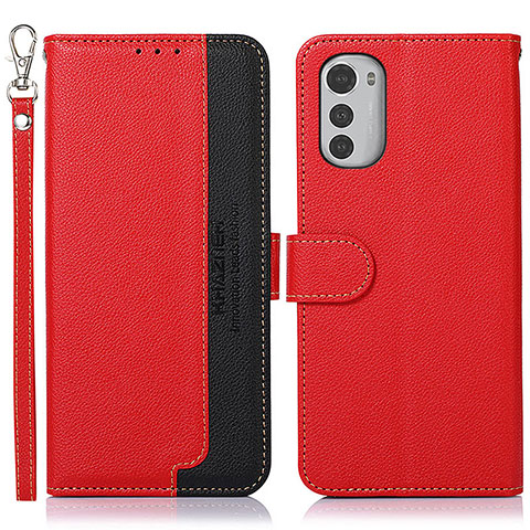 Handytasche Stand Schutzhülle Flip Leder Hülle A09D für Motorola Moto E32s Rot