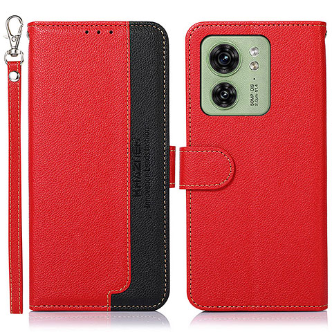 Handytasche Stand Schutzhülle Flip Leder Hülle A09D für Motorola Moto Edge 40 5G Rot