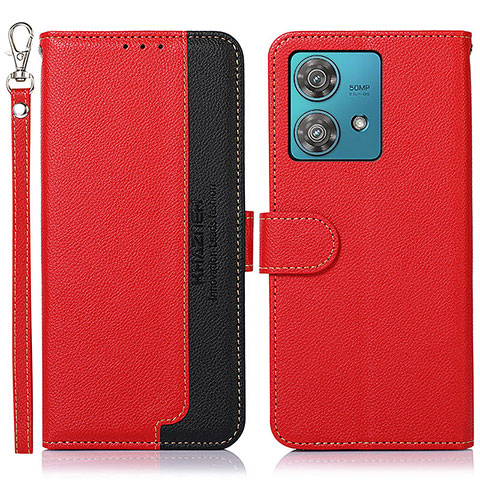 Handytasche Stand Schutzhülle Flip Leder Hülle A09D für Motorola Moto Edge 40 Neo 5G Rot