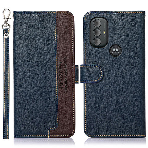 Handytasche Stand Schutzhülle Flip Leder Hülle A09D für Motorola Moto G Play (2023) Blau