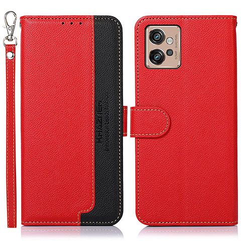 Handytasche Stand Schutzhülle Flip Leder Hülle A09D für Motorola Moto G32 Rot