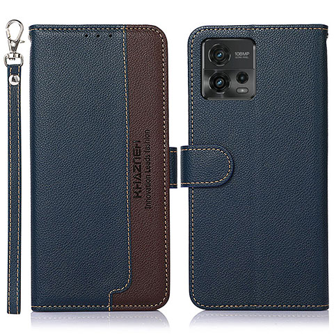 Handytasche Stand Schutzhülle Flip Leder Hülle A09D für Motorola Moto G72 Blau