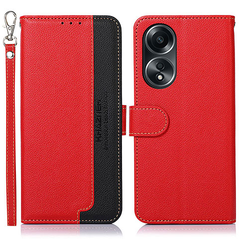 Handytasche Stand Schutzhülle Flip Leder Hülle A09D für Oppo A18 Rot