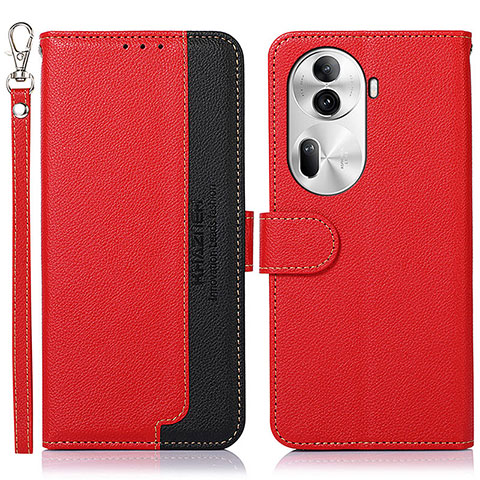 Handytasche Stand Schutzhülle Flip Leder Hülle A09D für Oppo Reno11 Pro 5G Rot