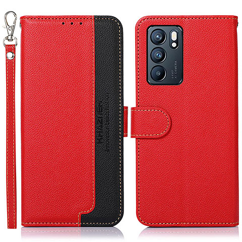 Handytasche Stand Schutzhülle Flip Leder Hülle A09D für Oppo Reno6 5G Rot