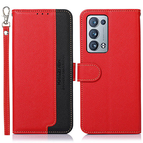 Handytasche Stand Schutzhülle Flip Leder Hülle A09D für Oppo Reno6 Pro+ Plus 5G Rot