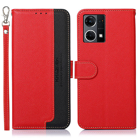 Handytasche Stand Schutzhülle Flip Leder Hülle A09D für Oppo Reno7 4G Rot