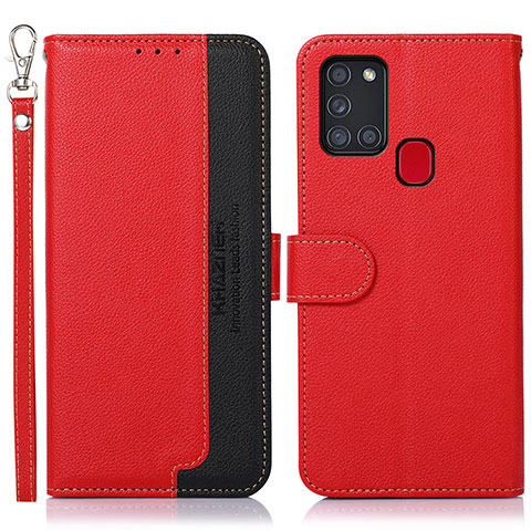 Handytasche Stand Schutzhülle Flip Leder Hülle A09D für Samsung Galaxy A21s Rot