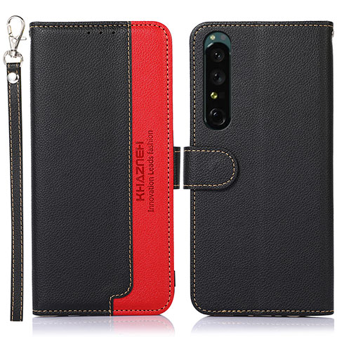 Handytasche Stand Schutzhülle Flip Leder Hülle A09D für Sony Xperia 1 IV Schwarz