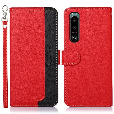 Handytasche Stand Schutzhülle Flip Leder Hülle A09D für Sony Xperia 5 III SO-53B Rot