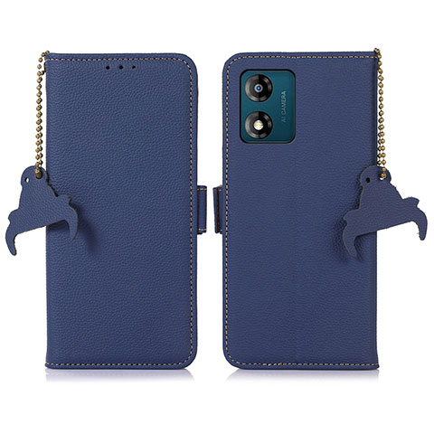 Handytasche Stand Schutzhülle Flip Leder Hülle A10D für Motorola Moto E13 Blau