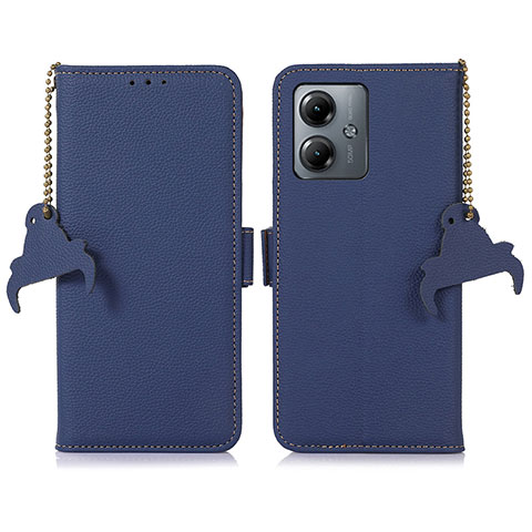 Handytasche Stand Schutzhülle Flip Leder Hülle A10D für Motorola Moto G14 Blau