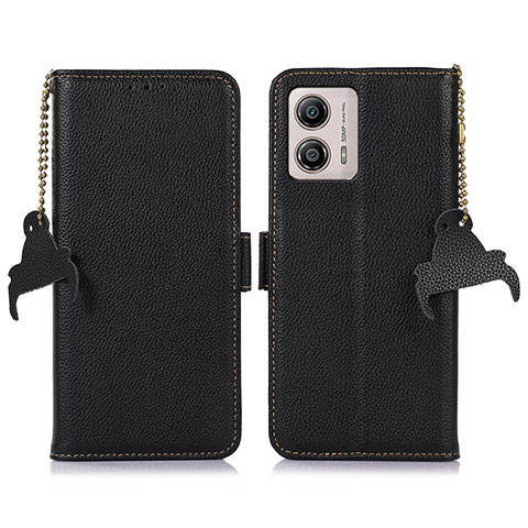 Handytasche Stand Schutzhülle Flip Leder Hülle A10D für Motorola Moto G53 5G Schwarz