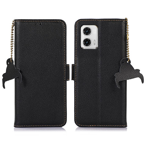 Handytasche Stand Schutzhülle Flip Leder Hülle A10D für Motorola Moto G73 5G Schwarz