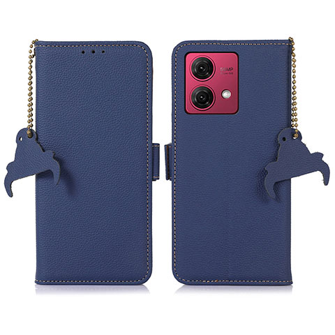 Handytasche Stand Schutzhülle Flip Leder Hülle A10D für Motorola Moto G84 5G Blau