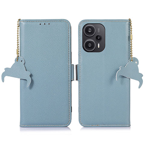 Handytasche Stand Schutzhülle Flip Leder Hülle A10D für Xiaomi Poco F5 5G Hellblau