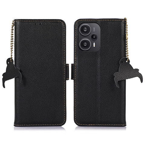 Handytasche Stand Schutzhülle Flip Leder Hülle A10D für Xiaomi Poco F5 5G Schwarz