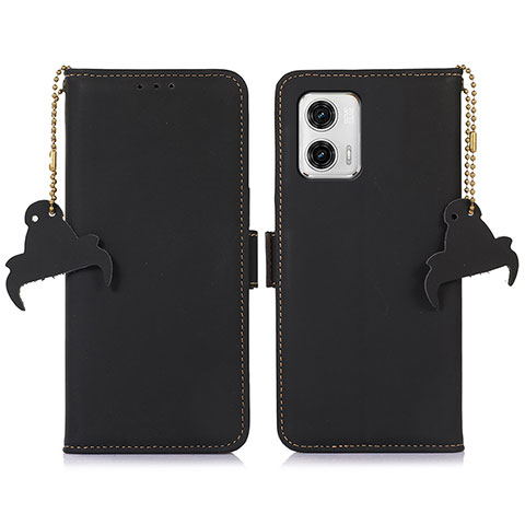 Handytasche Stand Schutzhülle Flip Leder Hülle A11D für Motorola Moto G73 5G Schwarz