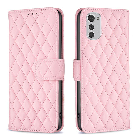 Handytasche Stand Schutzhülle Flip Leder Hülle B01F für Motorola Moto E32 Rosa