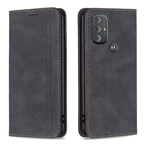 Handytasche Stand Schutzhülle Flip Leder Hülle B01F für Motorola Moto G Play (2023) Schwarz