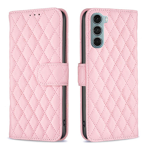 Handytasche Stand Schutzhülle Flip Leder Hülle B01F für Motorola Moto G200 5G Rosa