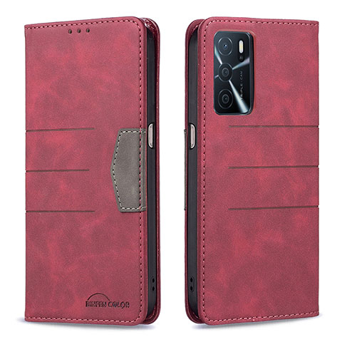 Handytasche Stand Schutzhülle Flip Leder Hülle B01F für Oppo A16s Rot