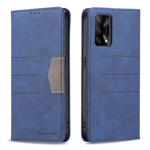 Handytasche Stand Schutzhülle Flip Leder Hülle B01F für Oppo A74 4G Blau