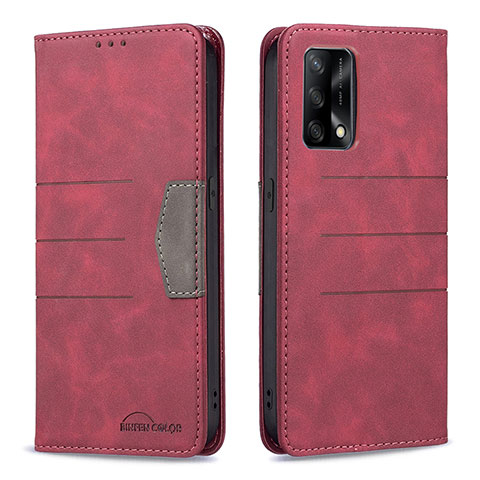 Handytasche Stand Schutzhülle Flip Leder Hülle B01F für Oppo A74 4G Rot