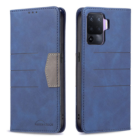 Handytasche Stand Schutzhülle Flip Leder Hülle B01F für Oppo A94 4G Blau