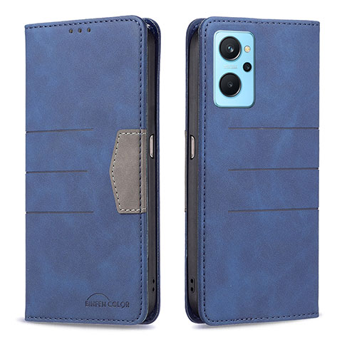 Handytasche Stand Schutzhülle Flip Leder Hülle B01F für Oppo A96 4G Blau