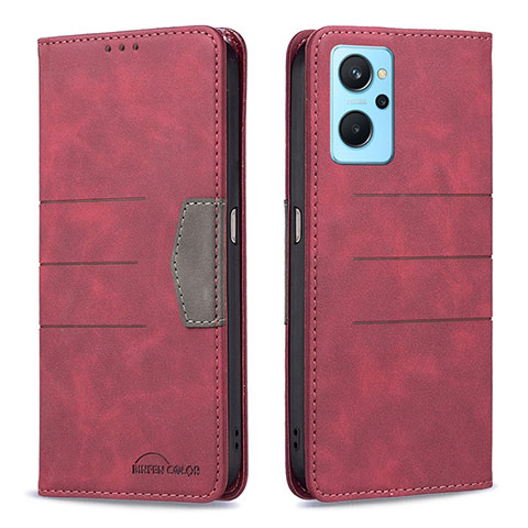 Handytasche Stand Schutzhülle Flip Leder Hülle B01F für Oppo A96 4G Rot