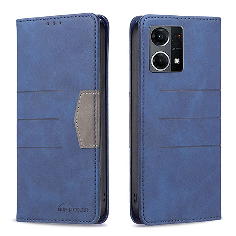 Handytasche Stand Schutzhülle Flip Leder Hülle B01F für Oppo F21 Pro 4G Blau