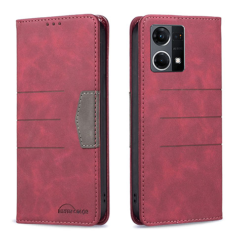 Handytasche Stand Schutzhülle Flip Leder Hülle B01F für Oppo F21 Pro 4G Rot