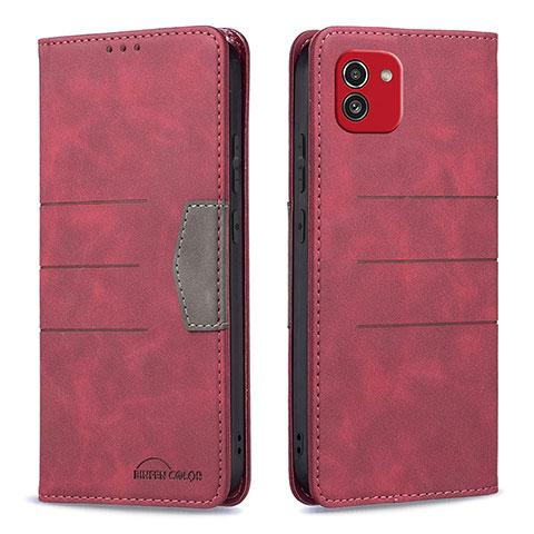 Handytasche Stand Schutzhülle Flip Leder Hülle B01F für Samsung Galaxy A03 Rot