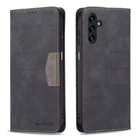 Handytasche Stand Schutzhülle Flip Leder Hülle B01F für Samsung Galaxy A04s Schwarz