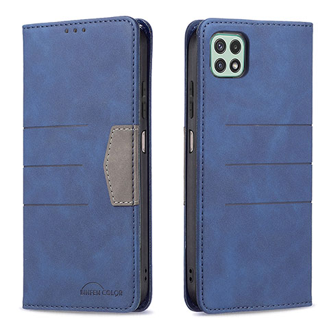 Handytasche Stand Schutzhülle Flip Leder Hülle B01F für Samsung Galaxy A22s 5G Blau