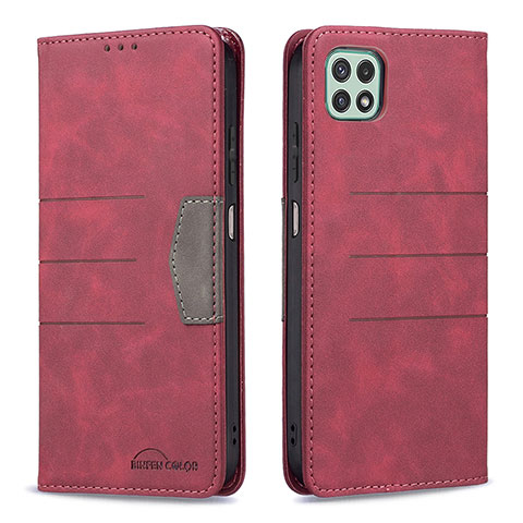 Handytasche Stand Schutzhülle Flip Leder Hülle B01F für Samsung Galaxy A22s 5G Rot