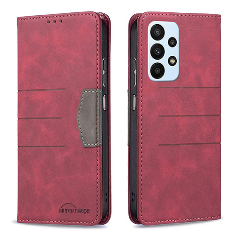 Handytasche Stand Schutzhülle Flip Leder Hülle B01F für Samsung Galaxy A23 4G Rot