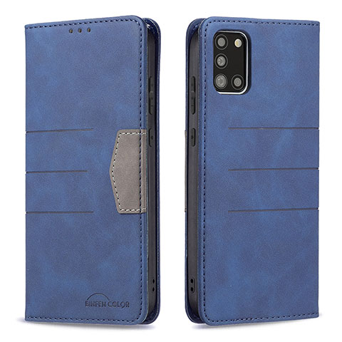 Handytasche Stand Schutzhülle Flip Leder Hülle B01F für Samsung Galaxy A31 Blau