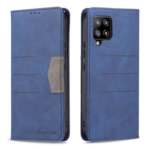 Handytasche Stand Schutzhülle Flip Leder Hülle B01F für Samsung Galaxy A42 5G Blau