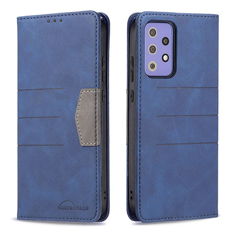 Handytasche Stand Schutzhülle Flip Leder Hülle B01F für Samsung Galaxy A72 4G Blau