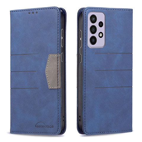 Handytasche Stand Schutzhülle Flip Leder Hülle B01F für Samsung Galaxy A73 5G Blau