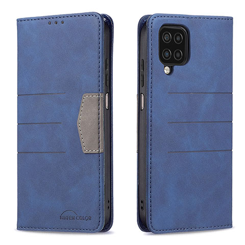 Handytasche Stand Schutzhülle Flip Leder Hülle B01F für Samsung Galaxy F12 Blau