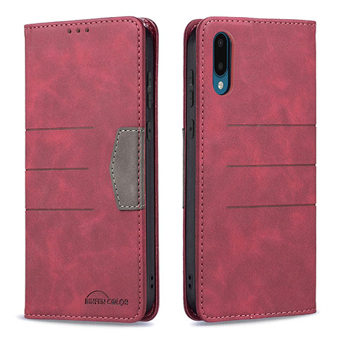 Handytasche Stand Schutzhülle Flip Leder Hülle B01F für Samsung Galaxy M02 Rot