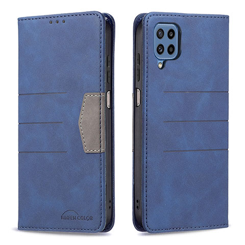 Handytasche Stand Schutzhülle Flip Leder Hülle B01F für Samsung Galaxy M32 4G Blau