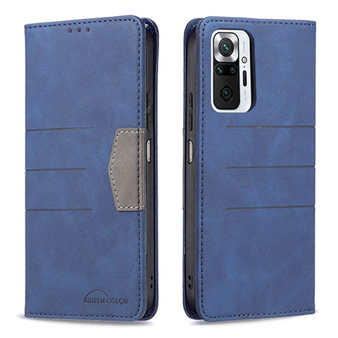 Handytasche Stand Schutzhülle Flip Leder Hülle B01F für Xiaomi Redmi Note 10 Pro 4G Blau