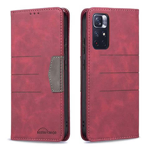 Handytasche Stand Schutzhülle Flip Leder Hülle B01F für Xiaomi Redmi Note 11S 5G Rot