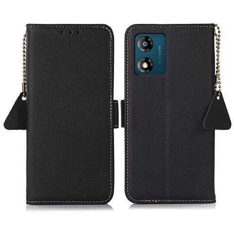 Handytasche Stand Schutzhülle Flip Leder Hülle B01H für Motorola Moto E13 Schwarz