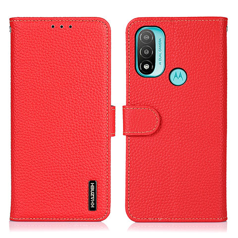 Handytasche Stand Schutzhülle Flip Leder Hülle B01H für Motorola Moto E30 Rot